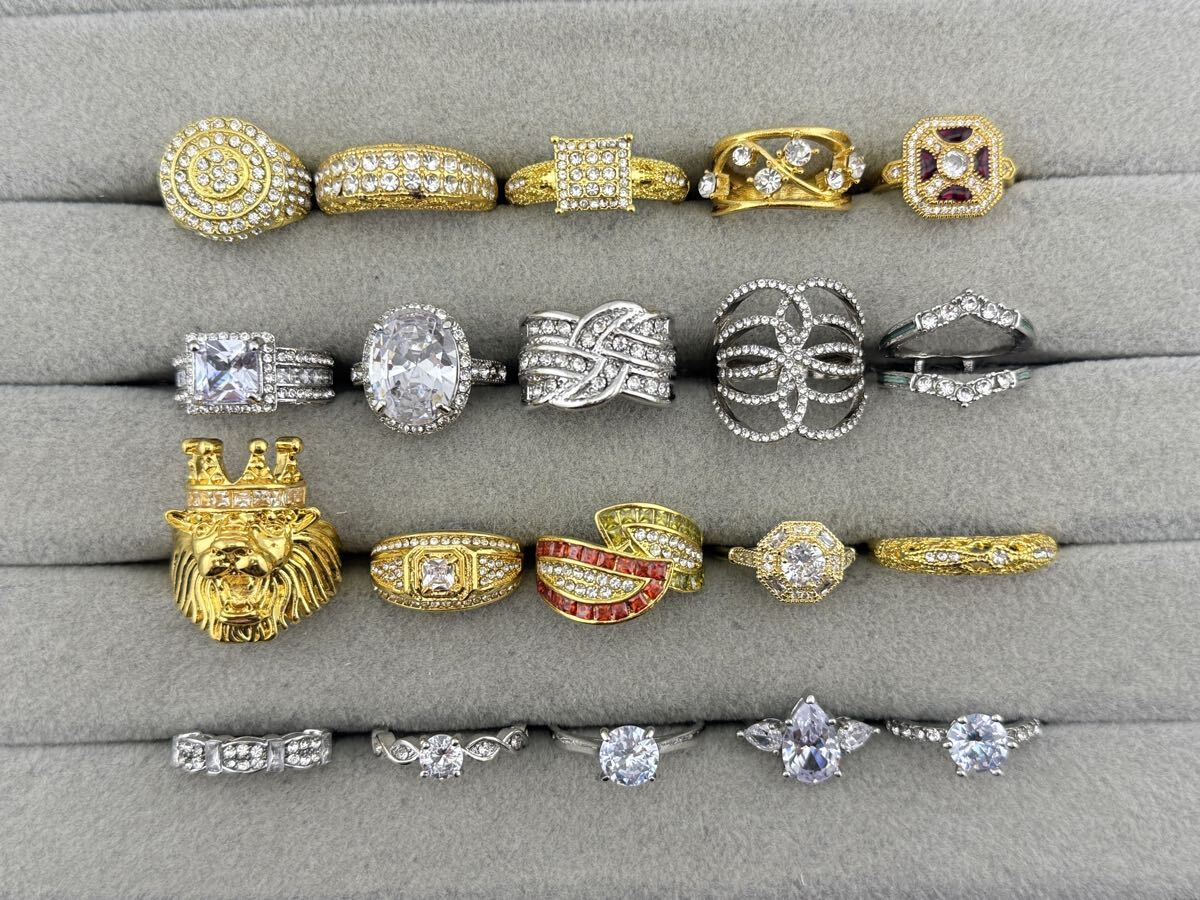 J134 キュービックジルコニアなど リング 指輪 ヴィンテージ アクセサリー 925刻印含む 未鑑定 素材不明 イミテーション品 まとめ売り 大量拍卖