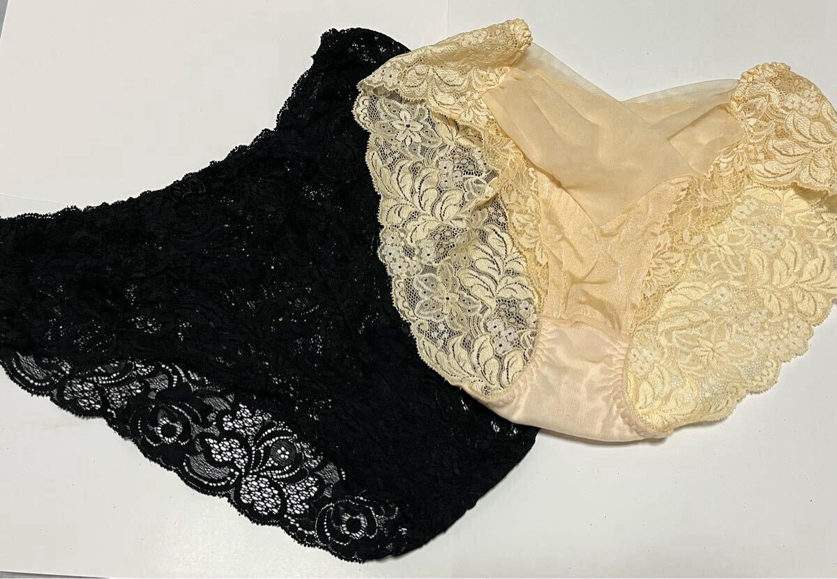 最終1.5万高級インポートショーツ2枚セット インナー ブラック 黒 ベージュ レース パンティー ウエディング最終価格拍卖