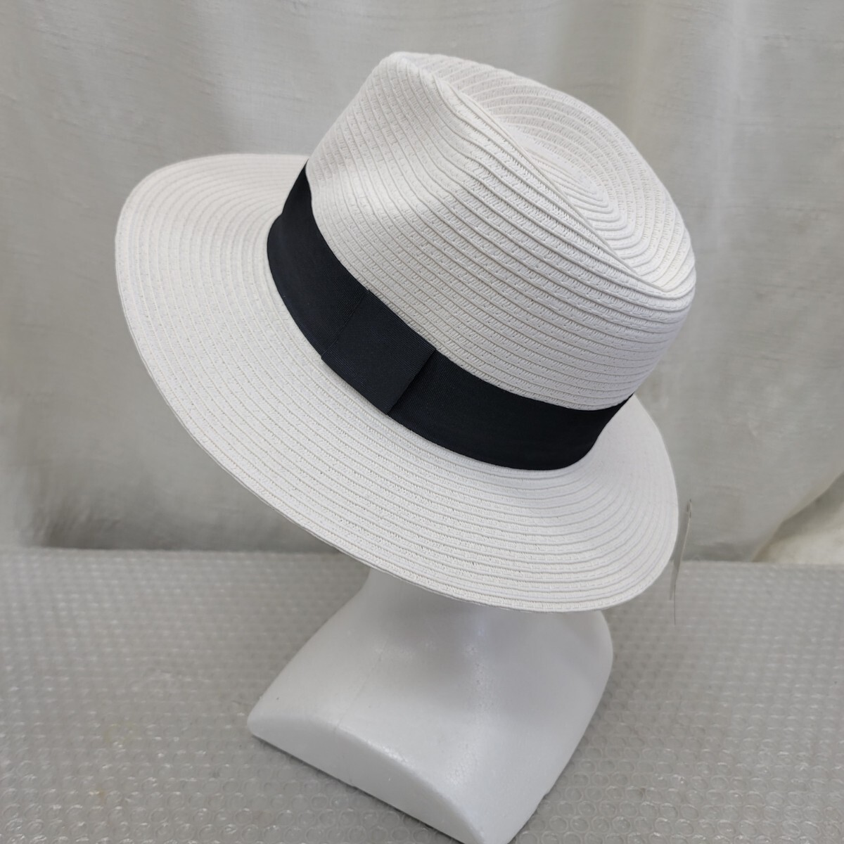 5106 ナチュラルハット麦わら帽子 つば広中折れ/LBE サイズ調整ヒモ付き拍卖