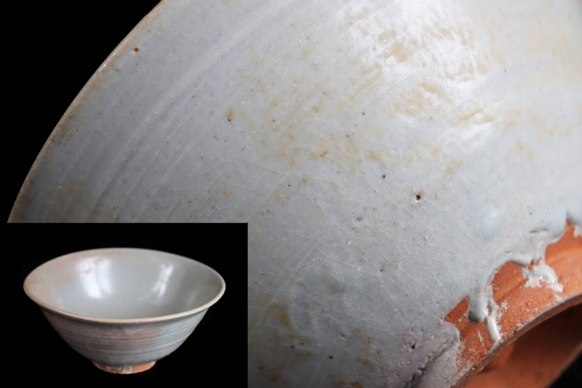 朝鮮古陶磁 李朝 時代 白磁碗 茶碗(高麗青磁分院染付井戸御本)E810拍卖