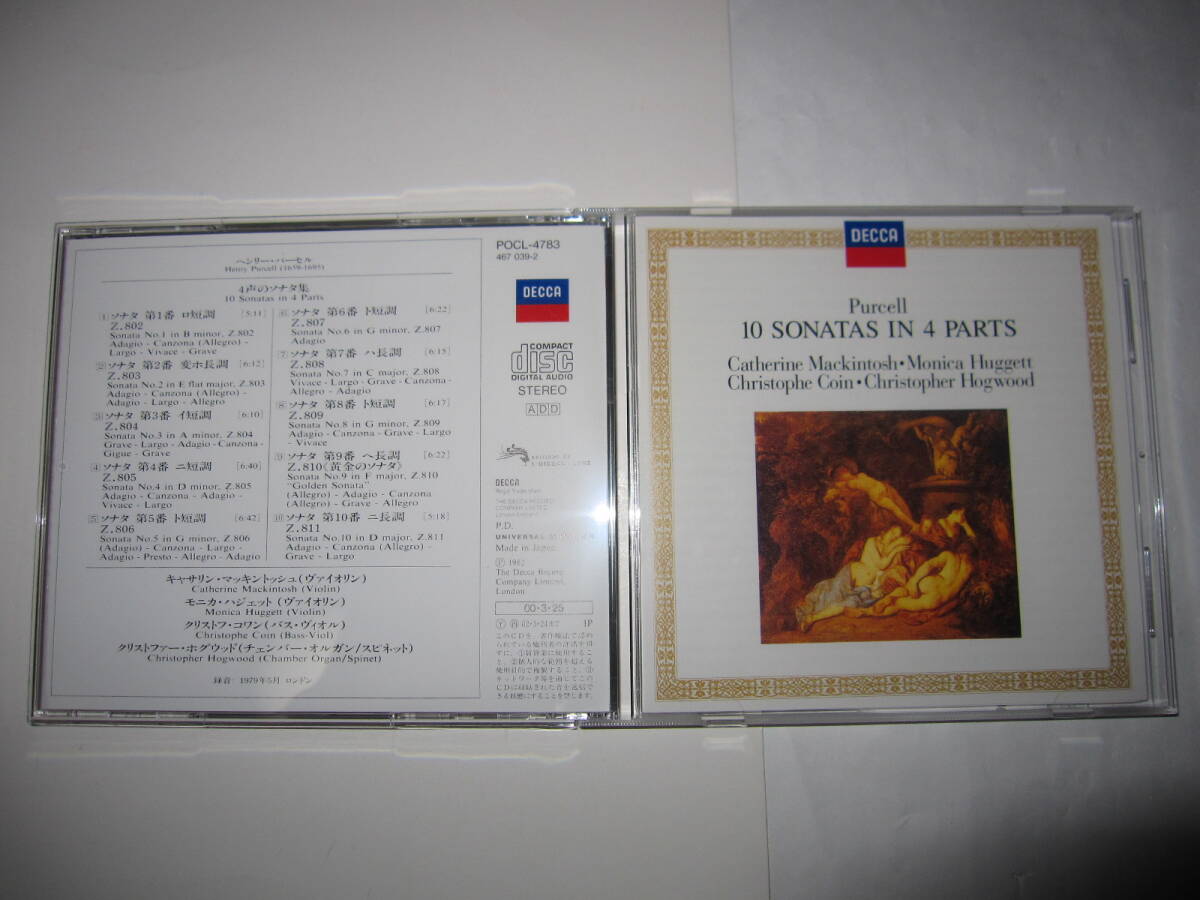 パーセル:4声のソナタ集 マッキントッシュ,ハジェット,コワン,クリストファー・ホグウッド DECCA拍卖