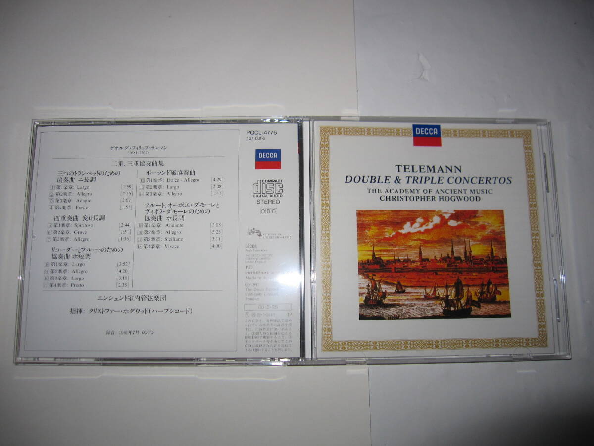 テレマン:二重、三重協奏曲集/3つのトランペットのための協奏曲他 クリストファー・ホグウッド,エンシェント室内管弦楽団 DECCA拍卖