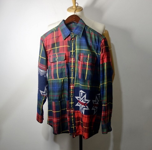 TK ☆送料込み&匿名☆ ラルフローレン ネイティブ柄 クレイジーパターン 長袖 チェックシャツ M拍卖