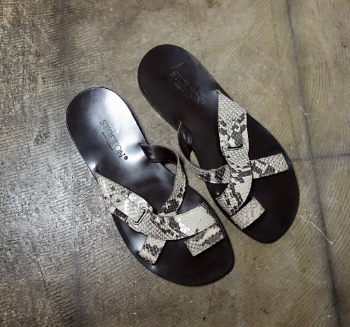 TK 新品 イタリア製 STOKTON パイソン柄 レザーサンダル 41拍卖