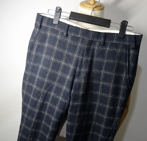 TK オアグローリー OR GLORY チェック柄 ウールパンツ スラックス M ネイビー ロカビリー拍卖