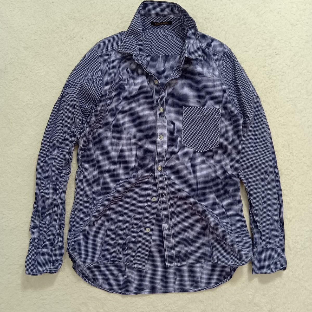 BARNYARDSTORM バンヤードストーム コットン100% 長袖 ギンガムチェック シャツ ネイビー系 サイズ1★1000拍卖