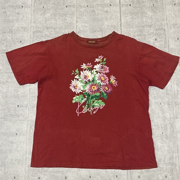 80s 90s KENZO フラワー柄 Tシャツ フェード 半袖 ケンゾー 80年代 90年代 花柄 色褪せ シミ Vintage ヴィンテージ 日本製 石瀬7028拍卖