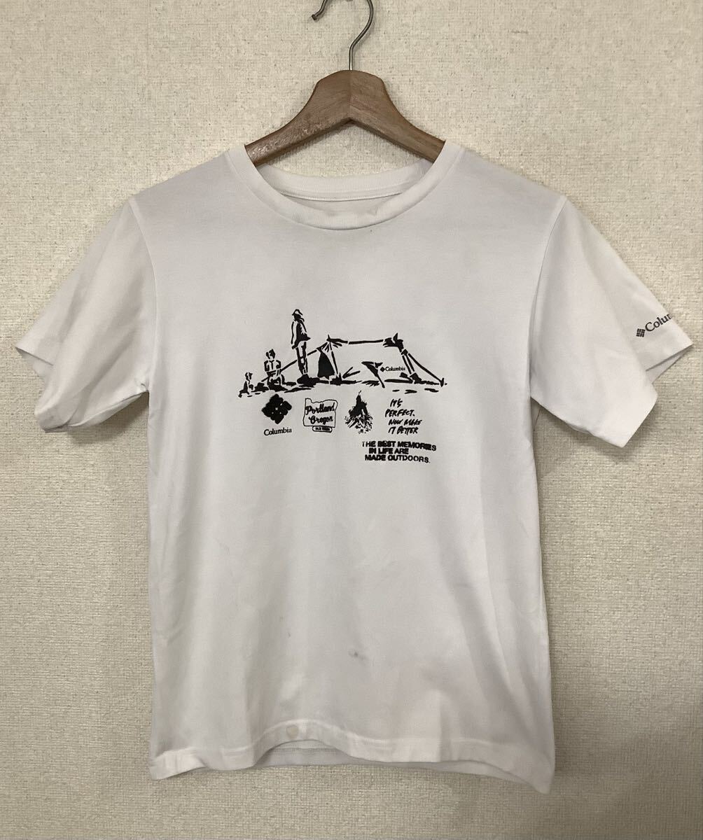 Columbia コロンビア プリント 半袖Tシャツ ボーイズ ホワイト カジュアル アウトドア 子供服 古着 M拍卖