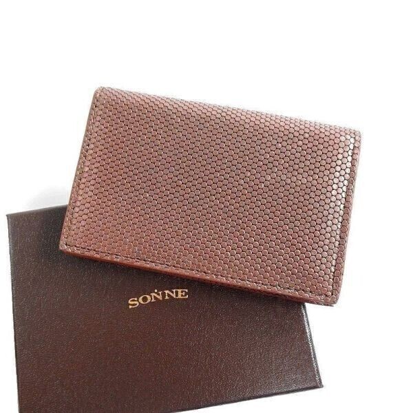 □SONNE ゾンネ 新品 CHIP STAR メタリック型押しレザー 牛革 カードケース 名刺入れ パスケース SOI005A BRONZE ▲004▼bus010so拍卖