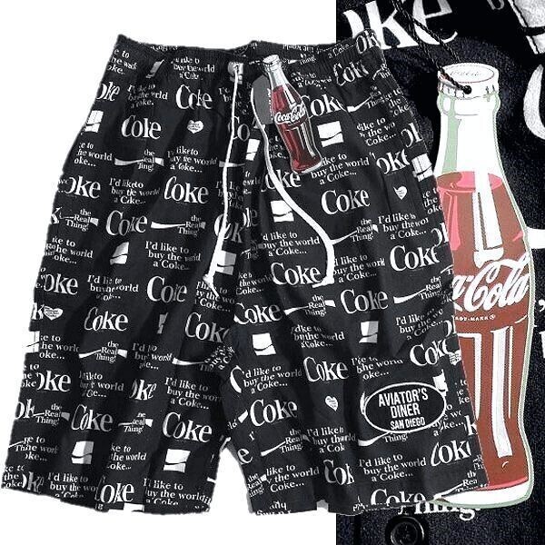 AVIREX アヴィレックス コカ・コーラ グラフィックプリント 総柄 イージーパンツ ショートパンツ ショーツ 3113020 010 2XL▲019▼bus425us拍卖