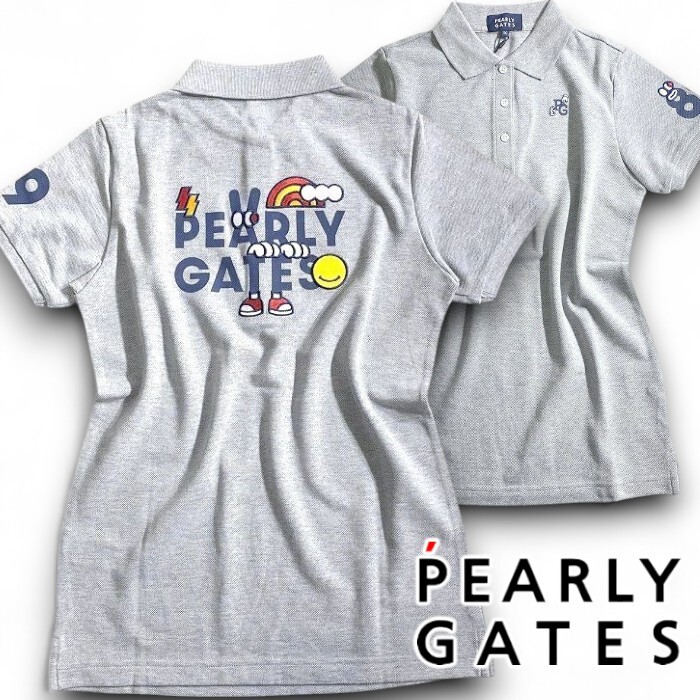PEARLY GATES パーリーゲイツ 定1.9万 日本製 どうしちゃったPG 鹿の子 半袖 ポロシャツ ゴルフ レディース 2260002 020 0 ▲022▼50730w06拍卖