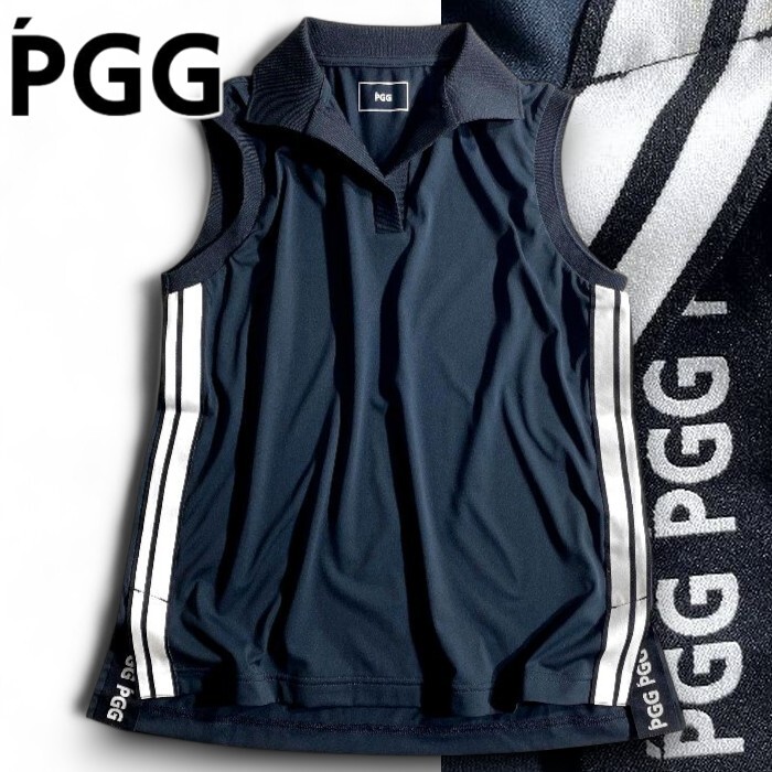 PGG by PEARLY GATES パーリーゲイツ 定価2.2万 日本製 サイドライン ノースリーブ ポロシャツ ゴルフウェア 2160402 120 0▲024▼50731w02拍卖