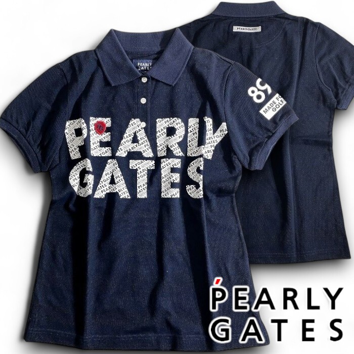 PEARLY GATES パーリーゲイツ 定価1.8万 日本製 吸水速乾 鹿の子 半袖 ポロシャツ ゴルフウェア レディース 2260692 120 0 ▲021▼50731w08拍卖