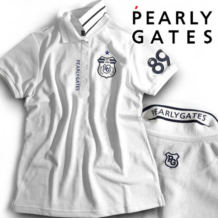 PEARLY GATES パーリーゲイツ 定価1.8万 日本製生地 吸水速乾 鹿の子 半袖 ポロシャツ ゴルフ レディース 2260792 030 1 ▲021▼50731w09拍卖