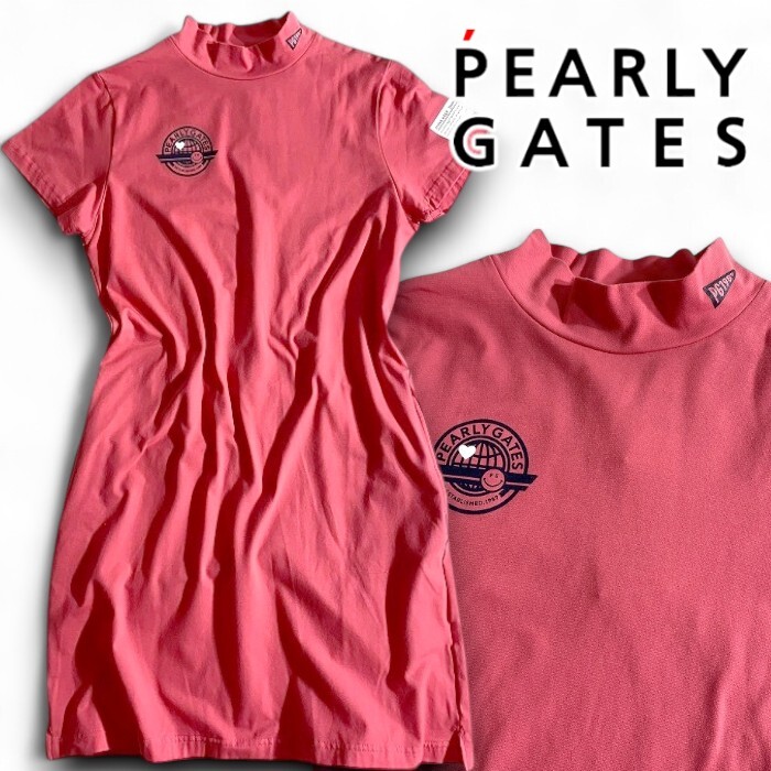 PEARLY GATES パーリーゲイツ 定価1.8万 日本製 吸汗速乾×接触冷感 モックネック 半袖 ワンピース ゴルフ 2124500 090 0 ▲021▼50806w01拍卖