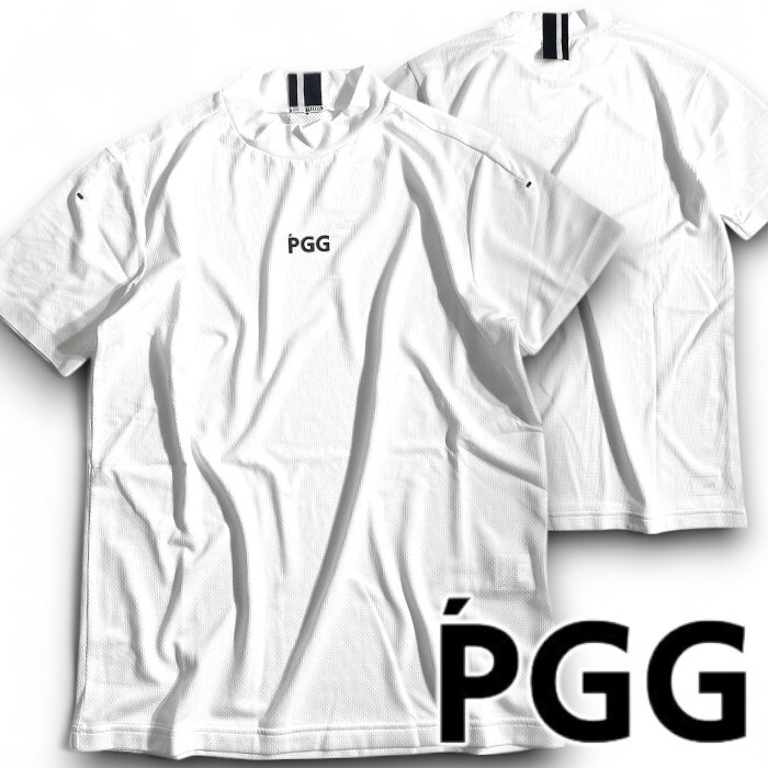PGG by PEARLY GATES パーリーゲイツ 定価1.3万 吸水速乾 裏ハニカム モックネック 半袖 カットソー ゴルフ 2267601 030 4 ▲015▼50808w01拍卖