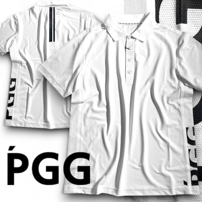 PGG by PEARLY GATES パーリーゲイツ 定価1.8万 吸水速乾 裏ハニカム鹿の子 半袖 ポロシャツ ゴルフウェア 2260701 030 5 ▲021▼50722w01拍卖