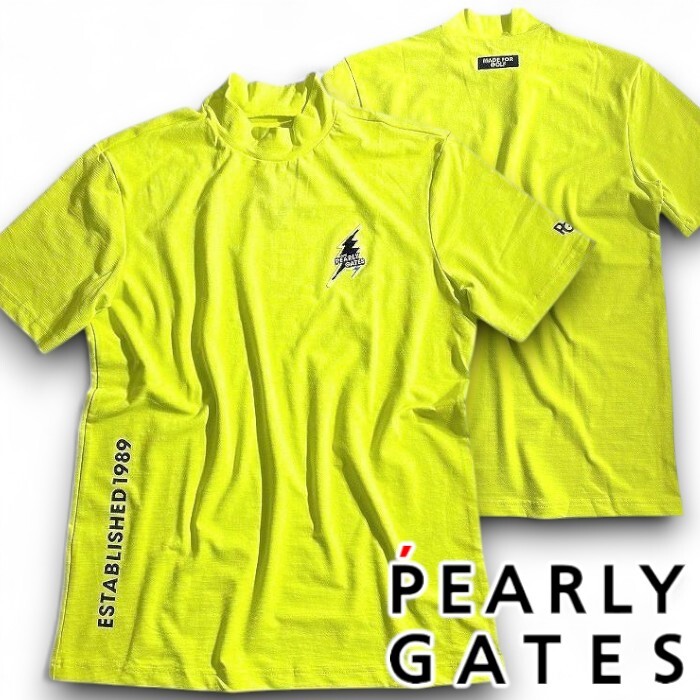 PEARLY GATES パーリーゲイツ 新品 定価1.3万 日本製 ベア天竺 モックネック 半袖 カットソー ゴルフウェア 2267601 130 4 ▲015▼50812w03拍卖