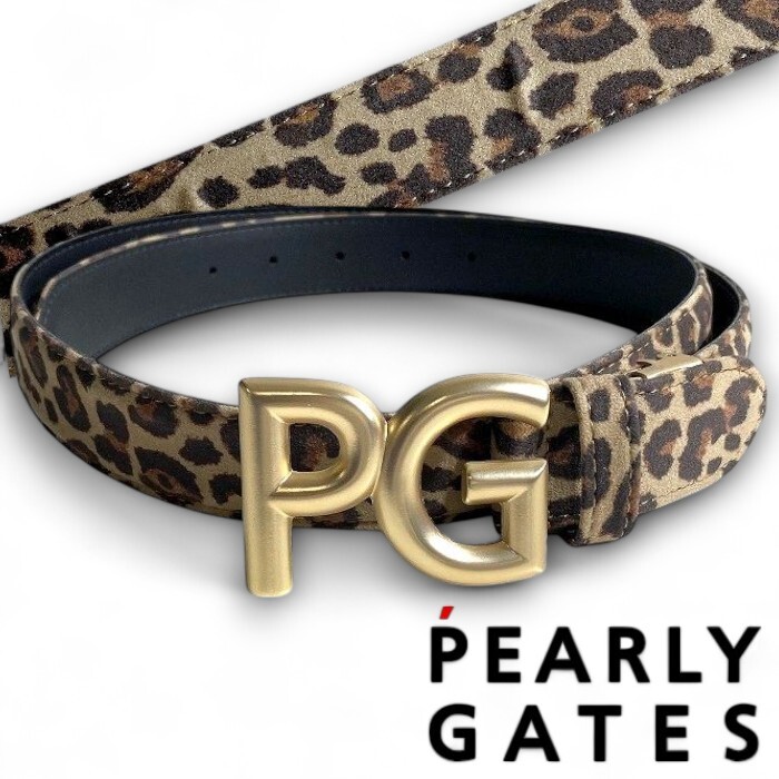 PEARLY GATES パーリーゲイツ 定価1.7万 日本製 Fスウェード レオパード柄 レザーベルト ゴルフ ユニセックス 2282001 051 ▲019▼50814w02拍卖