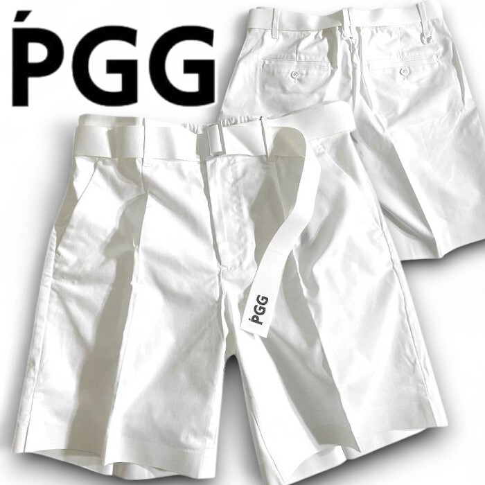 PGG by PEARLY GATES パーリーゲイツ 定価3万 Peツイル ストレッチ ベルト付 ショートパンツ ゴルフウェア 2232605 030 4 ▲034▼50815w02拍卖
