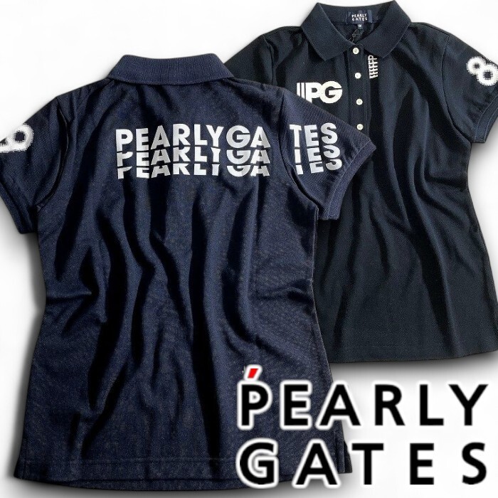 PEARLY GATES パーリーゲイツ 定価1.9万 日本製 吸水速乾×UVカット 半袖 ポロシャツ ゴルフ レディース 2260802 120 1 ▲022▼50818w12拍卖