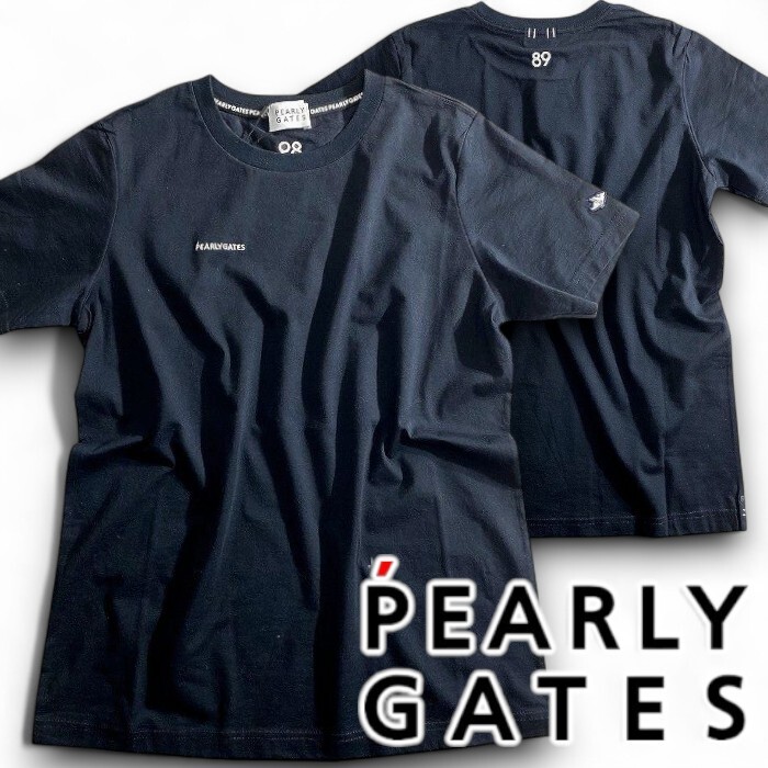 PEARLY GATES パーリーゲイツ 定価9千 日本製 プレーティング天竺 半袖 Tシャツ ゴルフウェア レディース 2963802 120 0 ▲011▼50820w05拍卖