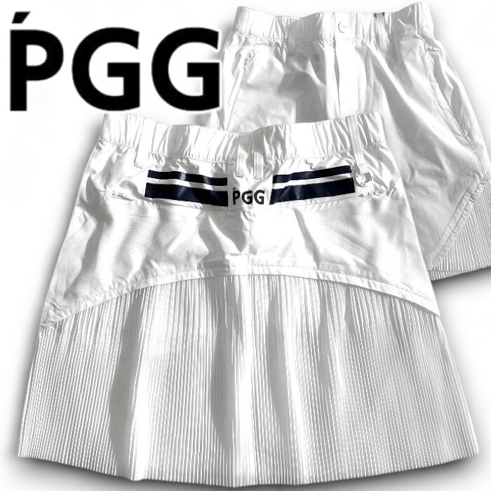 PGG by PEARLY GATES パーリーゲイツ 定価2.4万 プリーツ切替 ストレッチ ミニスカート ゴルフ レディース 2234602 030 2 ▲027▼50821w01拍卖