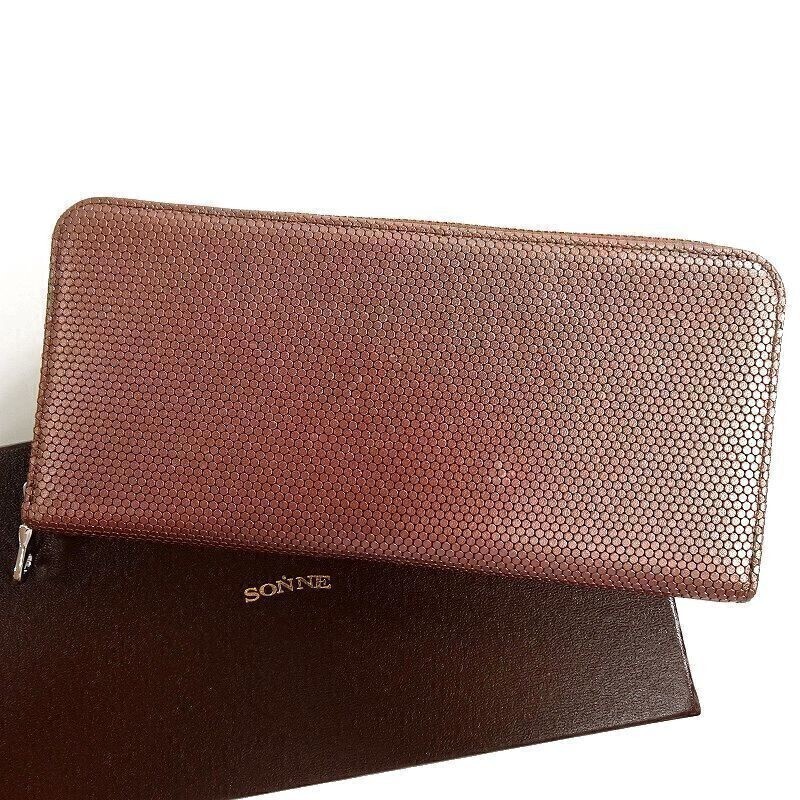 SONNE ゾンネ 新品 CHIP STAR メタリック型押しレザー 牛革 ラウンドジップ 長財布 小銭入れ付き SOI001A BRONZE ▲010▼bus005so拍卖