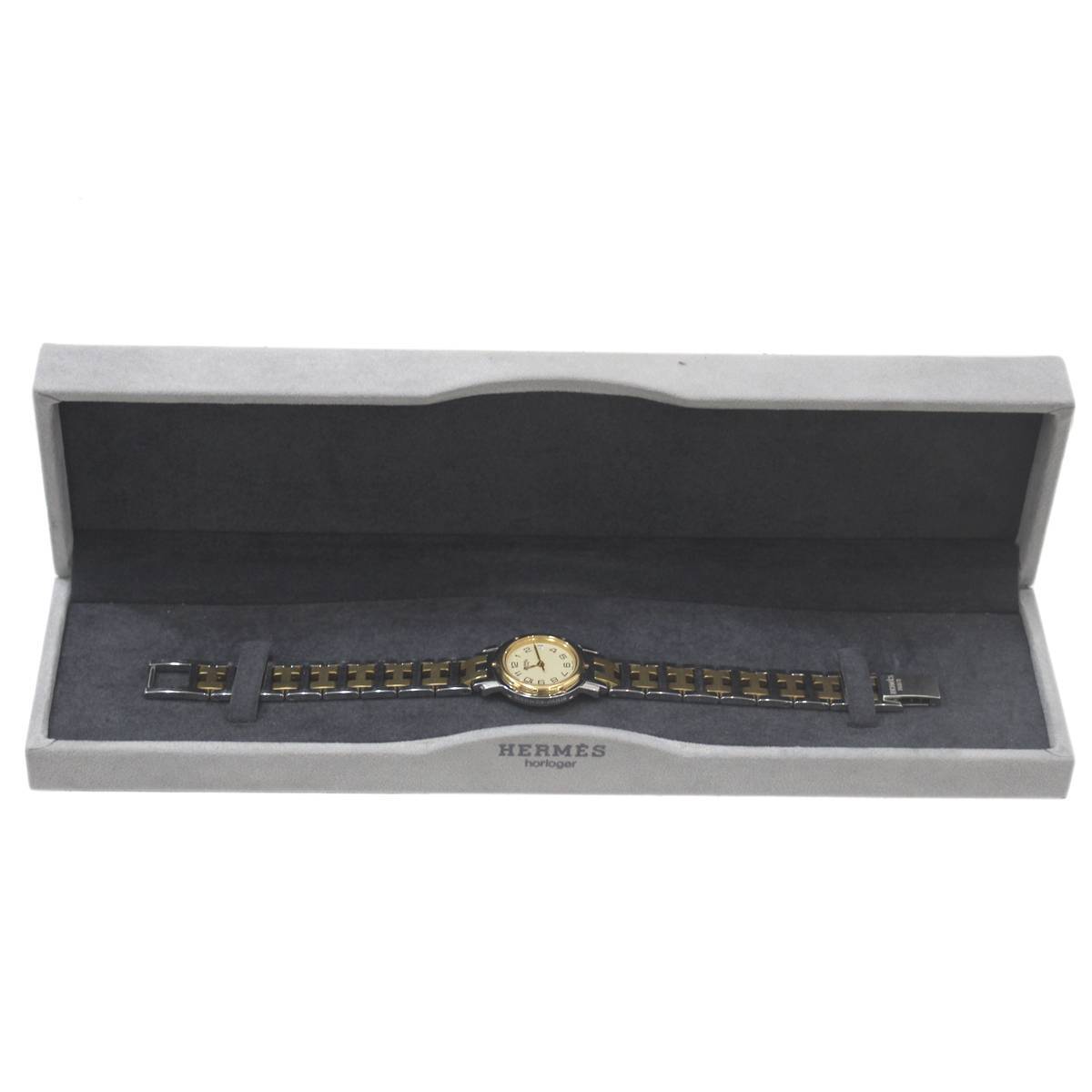 HERMES / エルメス クリッパー レディース腕時計 838786NL YG、クリーム文字盤 クォーツ式、稼働中 NO Bランク拍卖
