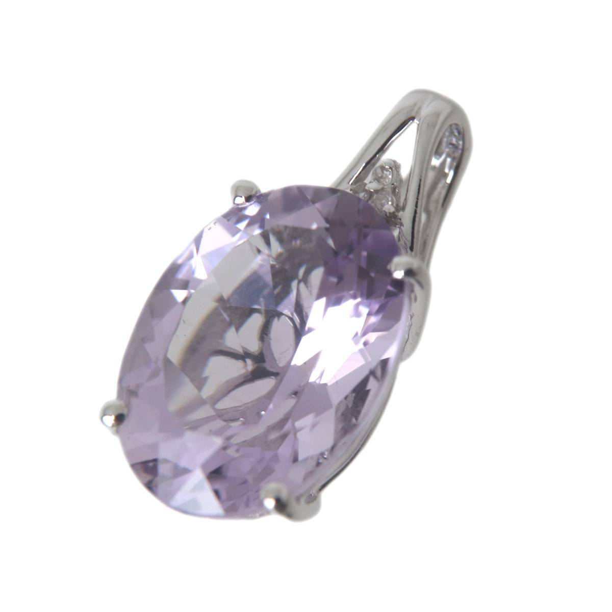 K18WG/18金ホワイトゴールド 天然アメジスト ペンダントトップ GGSJソーティングメモ付属 IS Bランク拍卖