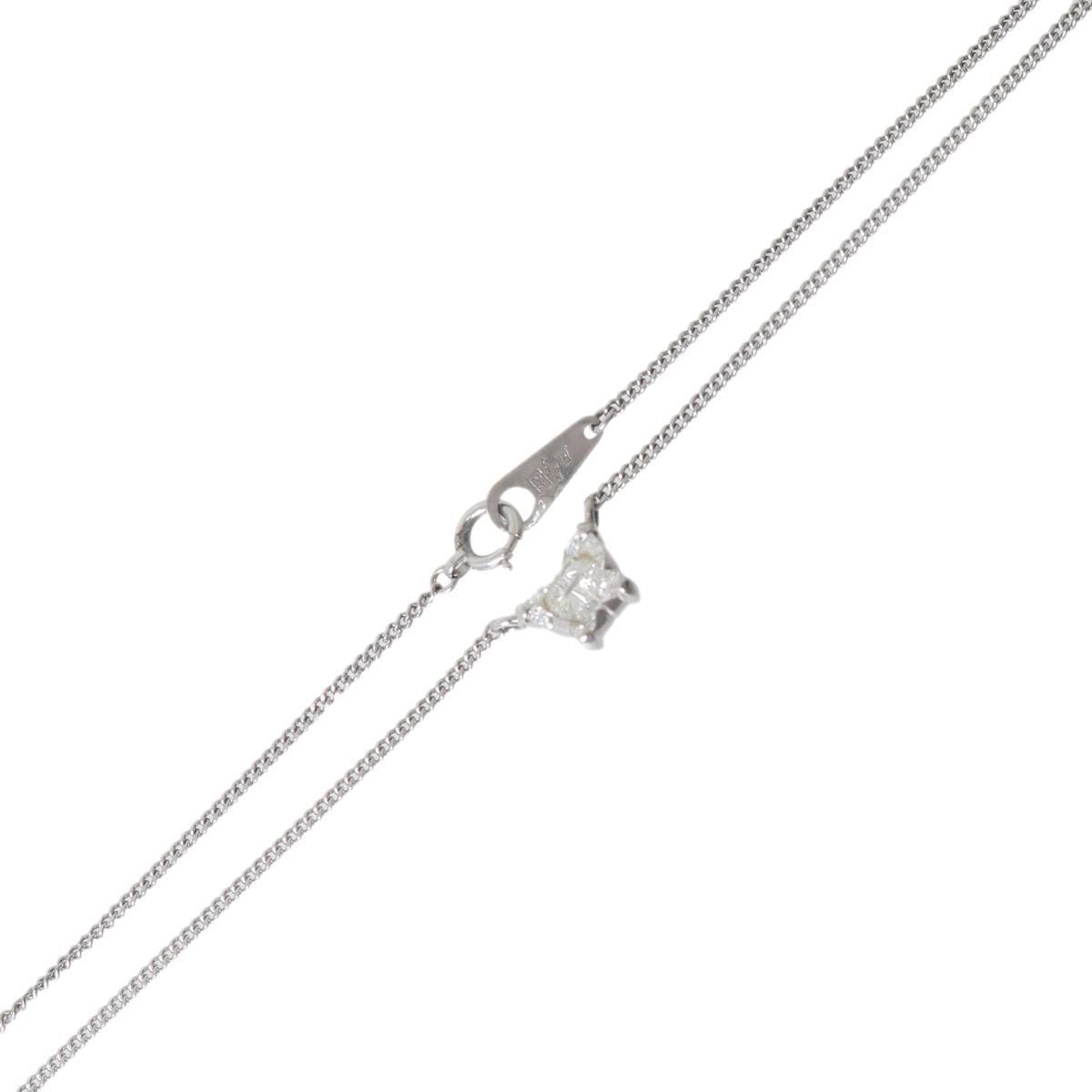 Pt850 プラチナ 蝶々 バタフライモチーフ ダイヤモンド ペンダント ネックレス 37.5cm 0.49ct 4.1g KA Bランク拍卖