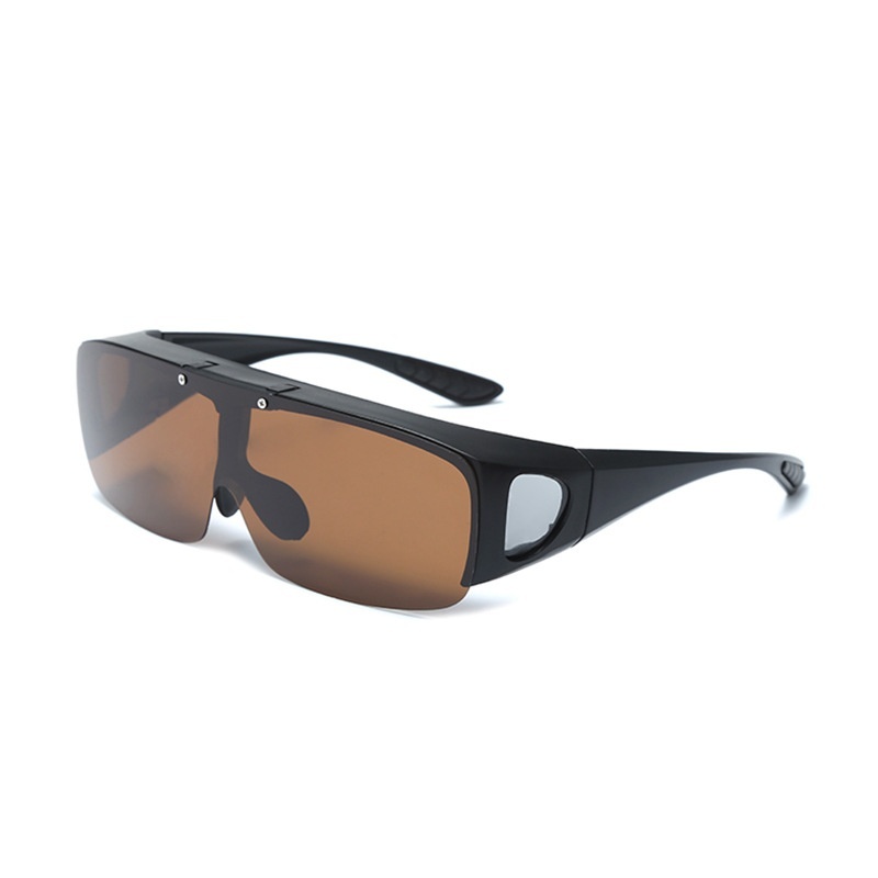 オーバーサングラス 夜間 メンズ レディース バイク ゴルフ スポーツ 薄い 色 の メガネの上から 偏光 サングラス ブラウン拍卖