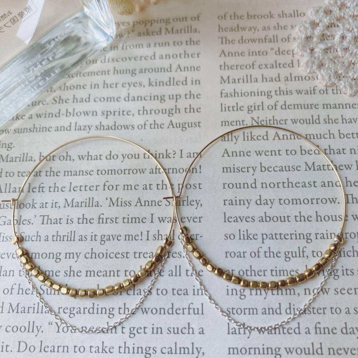 ピアス リングピアス ビーズ チェーン ゴールドトーン 未使用品 細目☆vintage jewelry accessoriesR0946拍卖