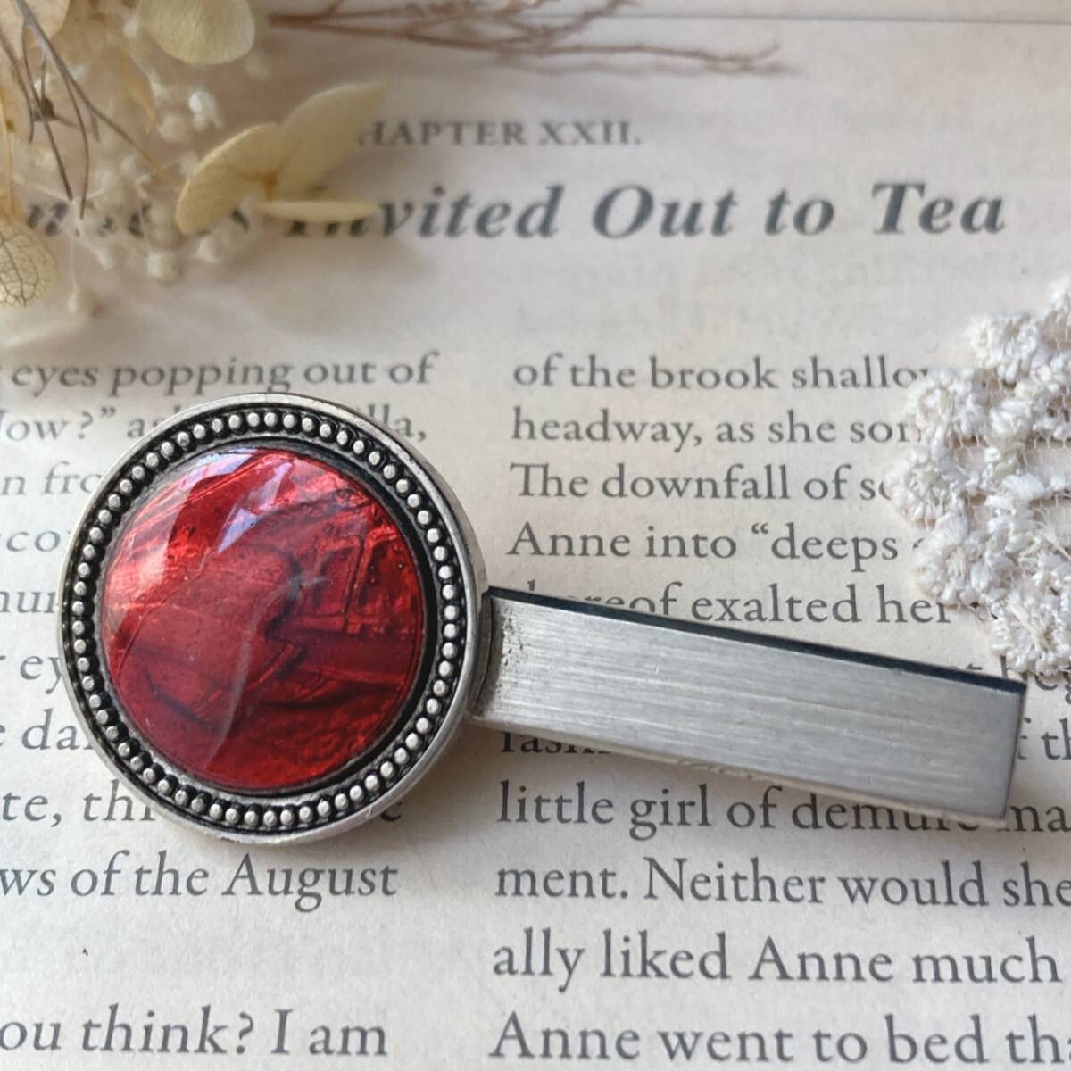 ヴィンテージタイピン 名古屋鉄道管理局 ネクタイピン レッド シルバー ☆vintage jewelry accessoriesR0961拍卖