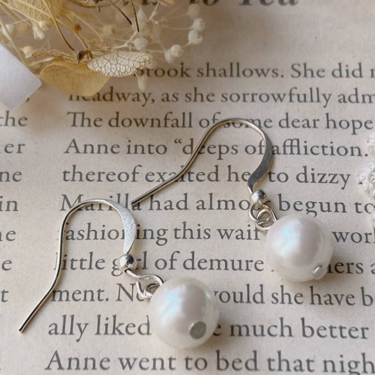 パールピアス 8mm シルバー フック ゆらゆら 美品☆vintage jewelry accessoriesR0978拍卖