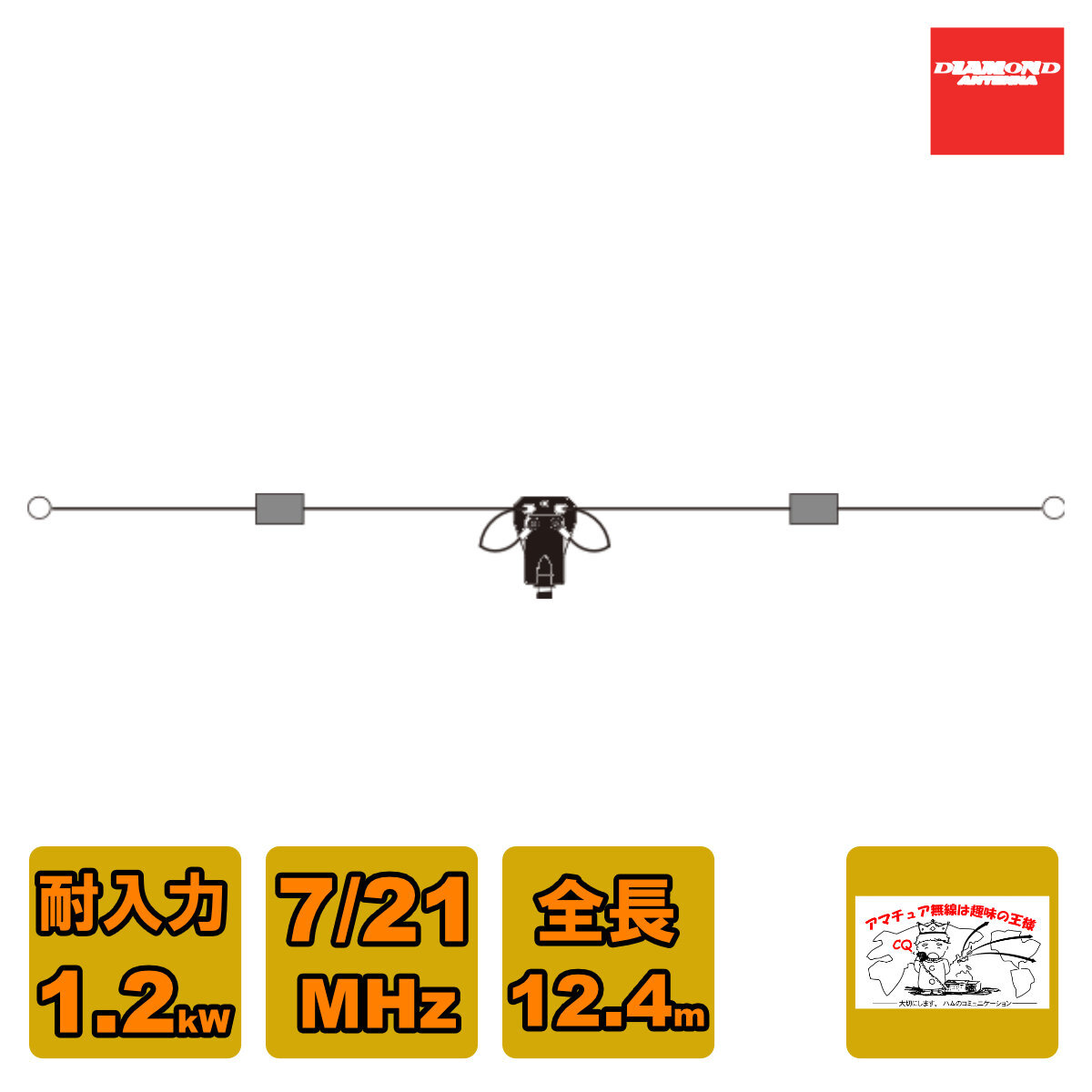 W721 ダイヤモンド HF帯 7/21MHz 2バンドダイポールアンテナ拍卖