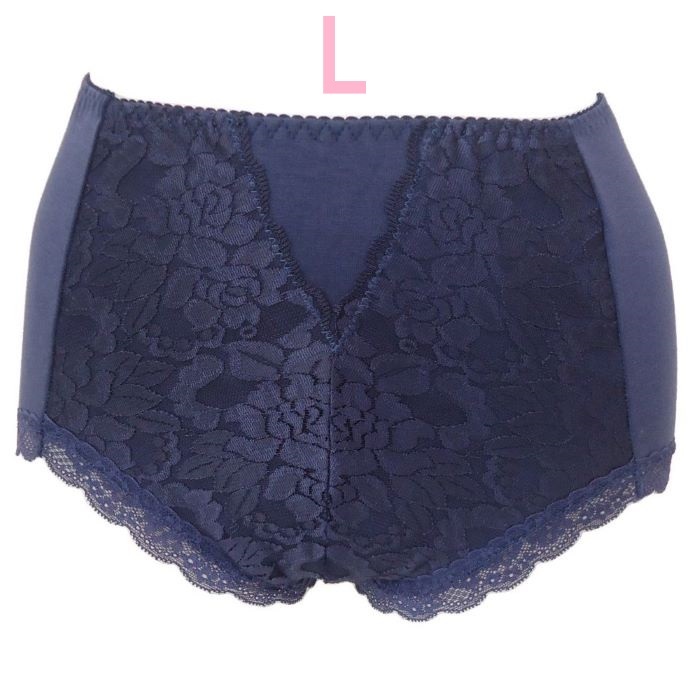 L・ネイビー 補正下着 綿混ショーツガードル 1枚履きOK ヒップアップ パワーネット使用 骨盤サポート 新品拍卖