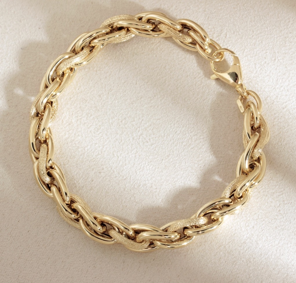 K18YG イエローゴールド ねじり小判チェーン ツイストオーバル喜平 ブレスレット ブレス オーバル 太め 18K YG ツイストオーバルチェーン拍卖