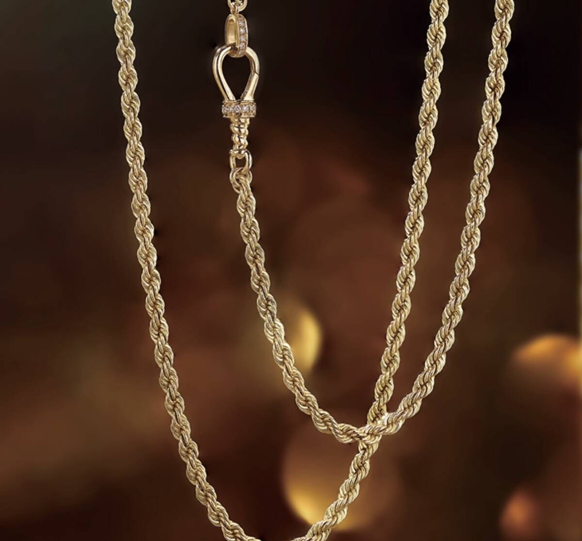 K18YG イエローゴールド ネックレス ロープチェーン 2.7mm ダイヤモンド ダイヤ 太め 太い ツイスト イタリアンジュエリー 18K YG 45cm~拍卖