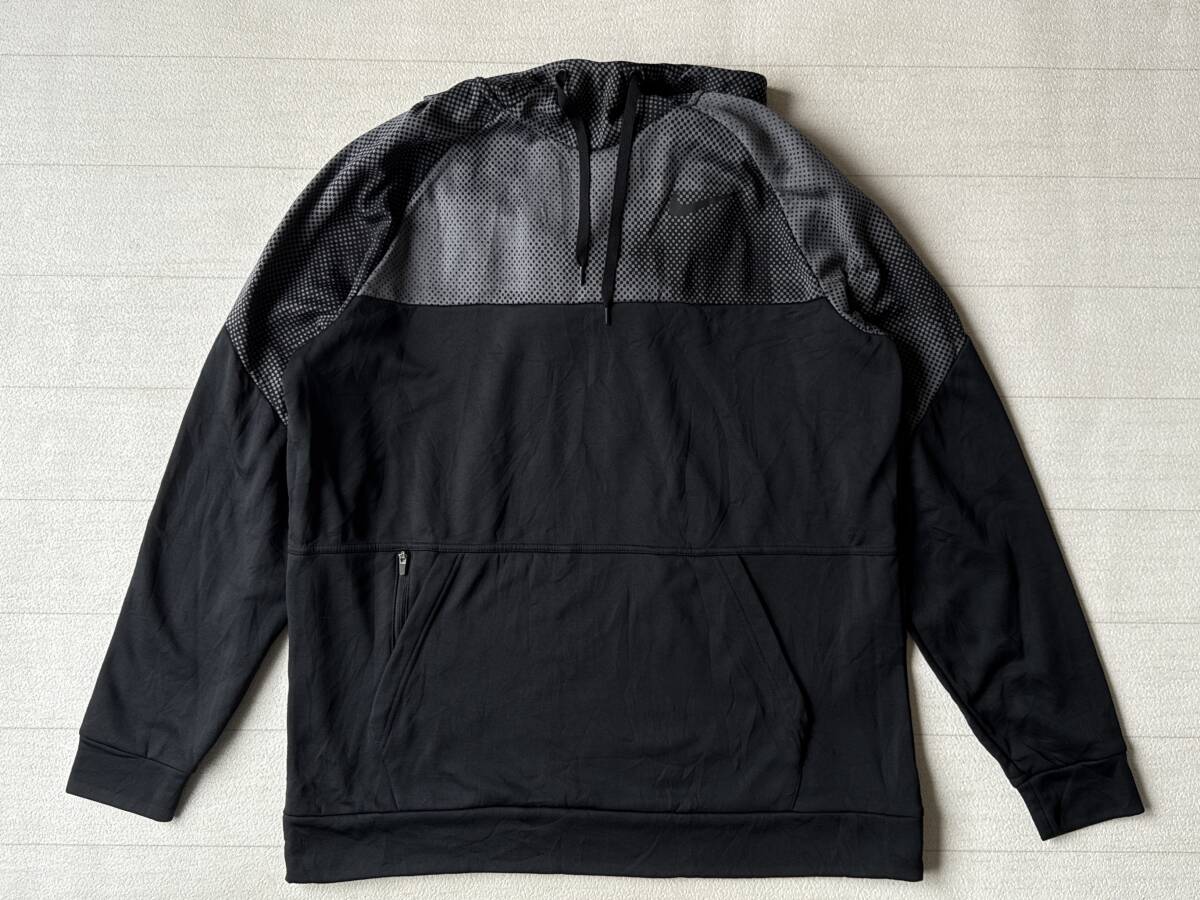 ☆送料無料☆ NIKE ナイキ USA直輸入 古着 ラグラン プルオーバー ロゴ 裏起毛 DRI-FIT パーカー メンズ L ブラック トップス 中古 即決拍卖