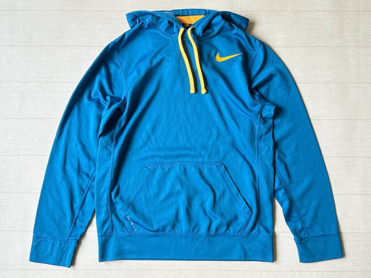 ☆送料無料☆ NIKE ナイキ 古着 プルオーバー ロゴ 裏起毛 THERMA-FIT パーカー メンズ S ブルー トップス 中古 即決拍卖
