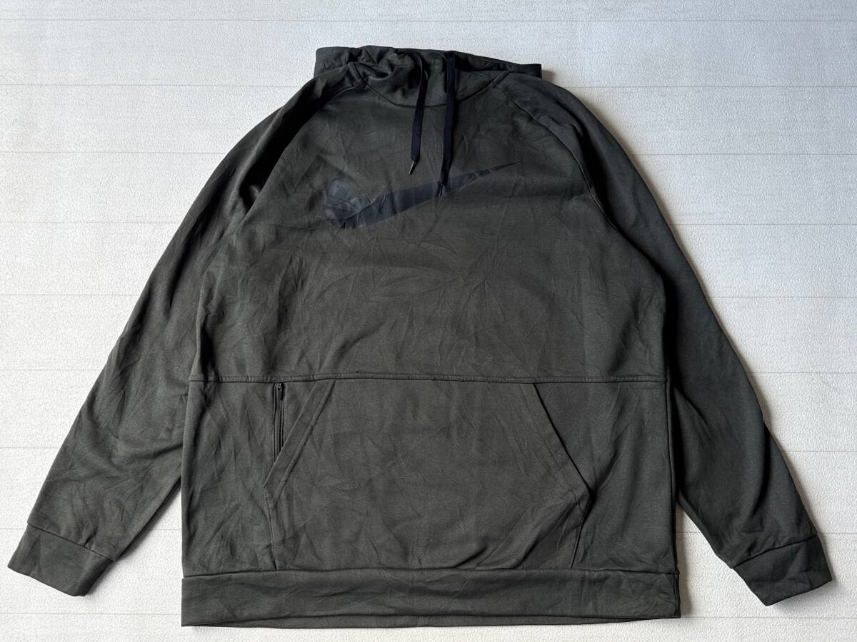 ☆送料無料☆ NIKE ナイキ USA直輸入 古着 プルオーバー 裏起毛 ロゴ DRI-FIT パーカー メンズ XL スタンダードフィット ダークグリーン拍卖