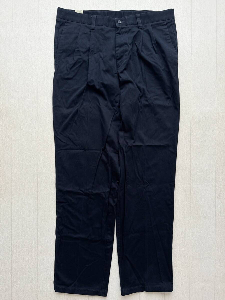 ☆送料無料☆ DOCKERS ドッカーズ USA直輸入 古着 タック入り ロングパンツ トラウザー チノパン メンズ 36 ダークネイビー ボトムス 中古拍卖