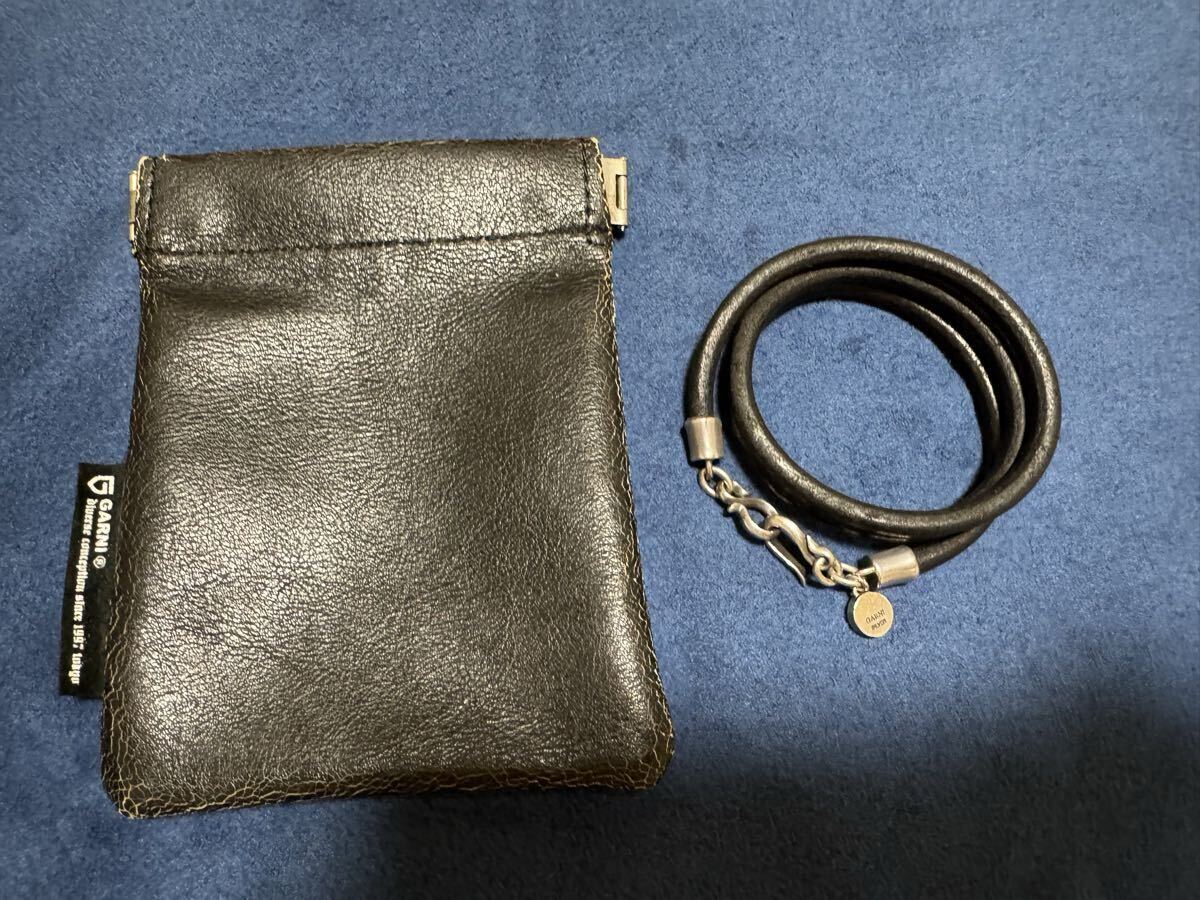 GARNI Coil Bracelet BLACK ガルニ シルバー925フック 3連 レザー ブレスレット ブラック GARNI革製ケース付き (送料200円)拍卖