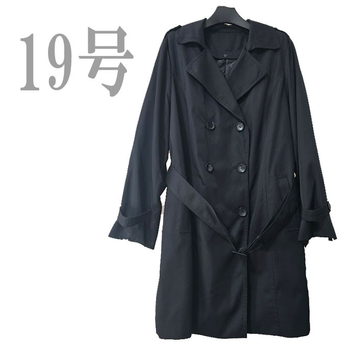●新品/トレンチコート/防汚/防シワ/花粉ガード/UV/黒/19号/ライナー付き/レディース●あ1177拍卖