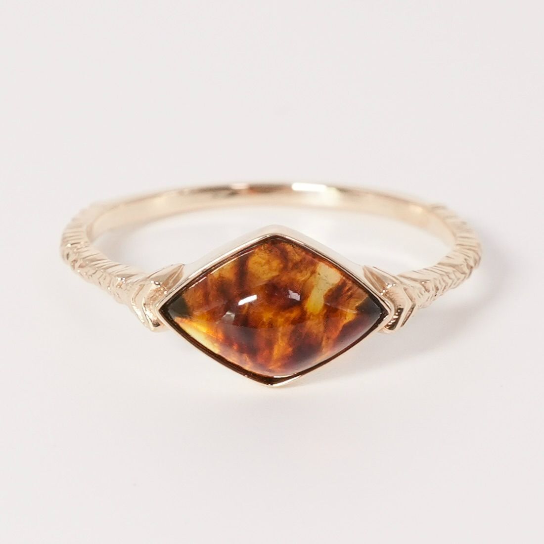 13号 美品 アガット アンバー K10 リング 琥珀/25-1020S拍卖
