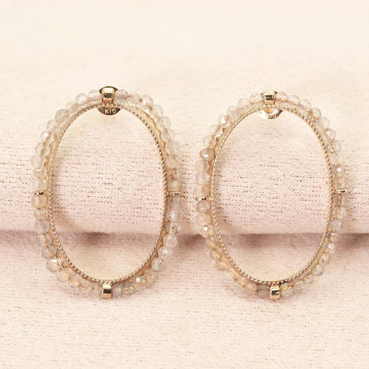 アガット K10×シルバー ラブラドライト サークル ピアス/25-433S拍卖