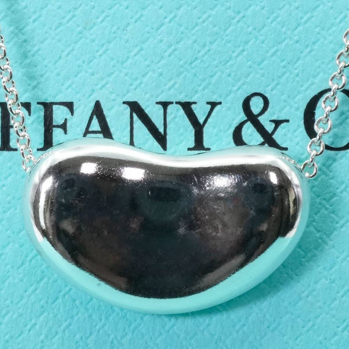 極美品希少 ティファニー ビーン ロング チェーン ネックレス/25-477S拍卖