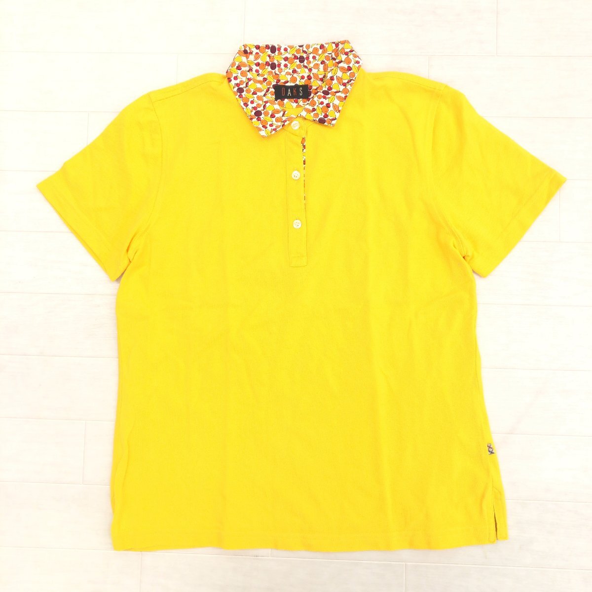 美品 DAKS ダックス コットン100% 切替 ポロシャツ 38(M) イエロー カットソー 半袖 Tシャツ 国内正規品 レディース 婦人 三共生興拍卖