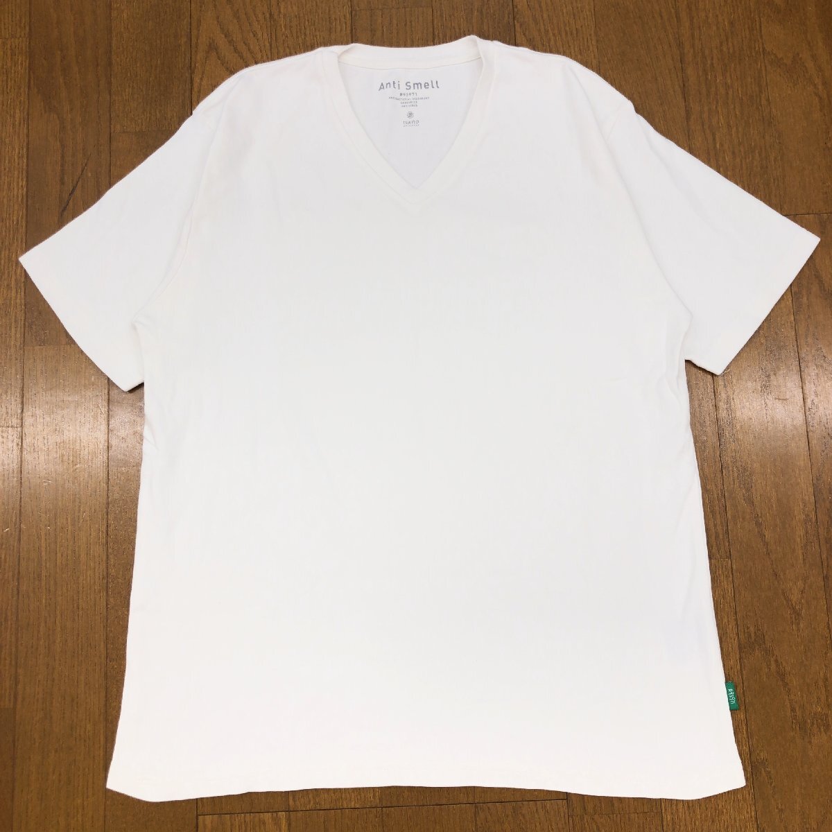 NANO UNIVERSE ナノユニバース Anti Smell 抗菌防臭 Vネック Tシャツ M 白 ホワイト 半袖 コットン エチケット アンチスメル メンズ 紳士拍卖